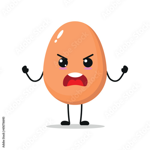 Cute angry egg character. Funny mad egg cartoon emoticon in flat style. chick emoji vector illustration