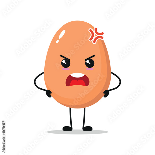 Cute angry egg character. Funny furious egg cartoon emoticon in flat style. chick emoji vector illustration