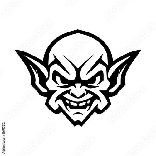 Goblin monster face black outlines vector illustration