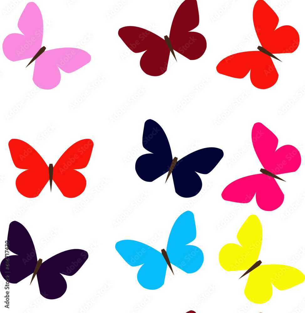 Butterfly seamless repeat pattern design background vector. Random colorful butterflies pattern for printing wallpaper, gift wrapping paper, bed linen, textile, fabric, cover, bags prints, clothing