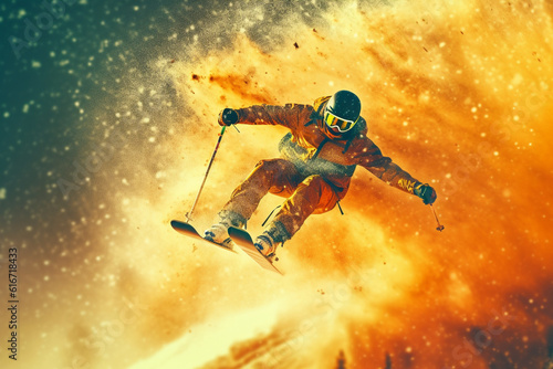 Skiing and explosion