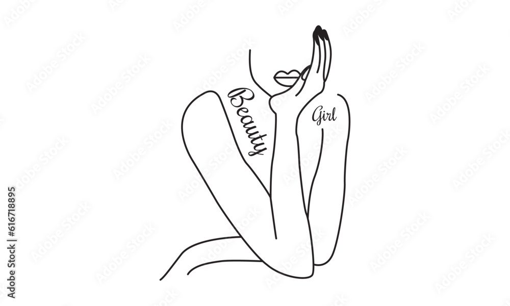 Hand drawn illustration of woman stretching arms Hand drawn illustration of woman stretching arms