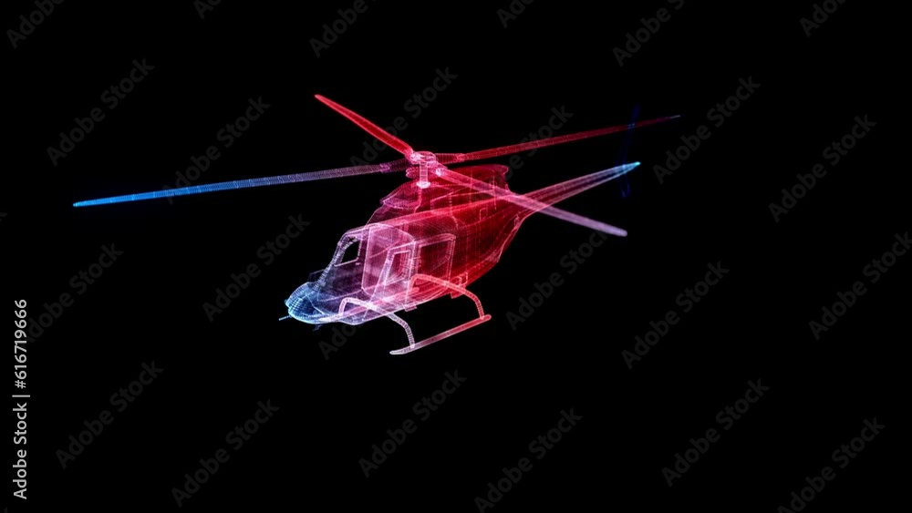 Particles formation of Helicopter. Digital technology visualization of 3d Particles formation of Helicopter. Digital technology visualization of 3d