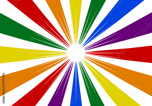 Fondo con rayos en colores LGTBI . Explosión de color