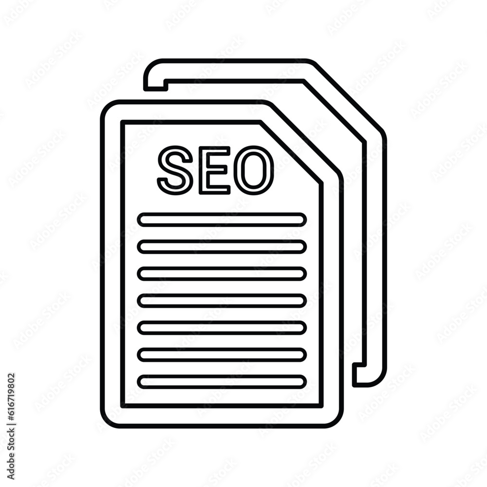 Seo Documentation icon. Line, outline design. Seo Documentation icon. Line, outline design.