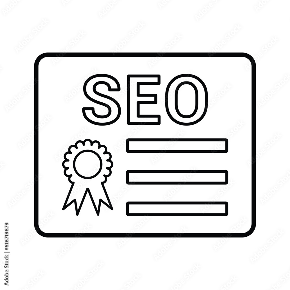 SEO qualifications icon. Line, outline design. SEO qualifications icon. Line, outline design.