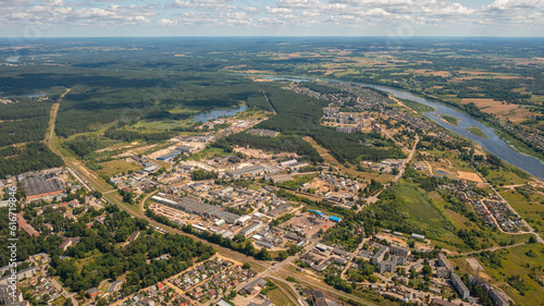 The panorama of Daugavpils city photographed with a drone on a sunny summer day. Daugavpils, Latvia, Latgale, Europe (series) 
