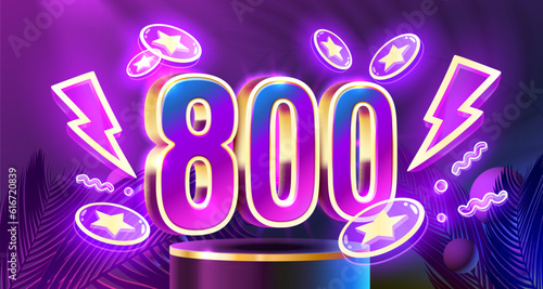 Free coins 800, promo flyer poster, banner game play. Vector illustration