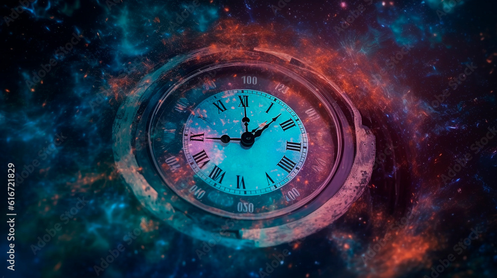 Clock close-up in space, the universe and time
Clock close-up in space, the universe and time