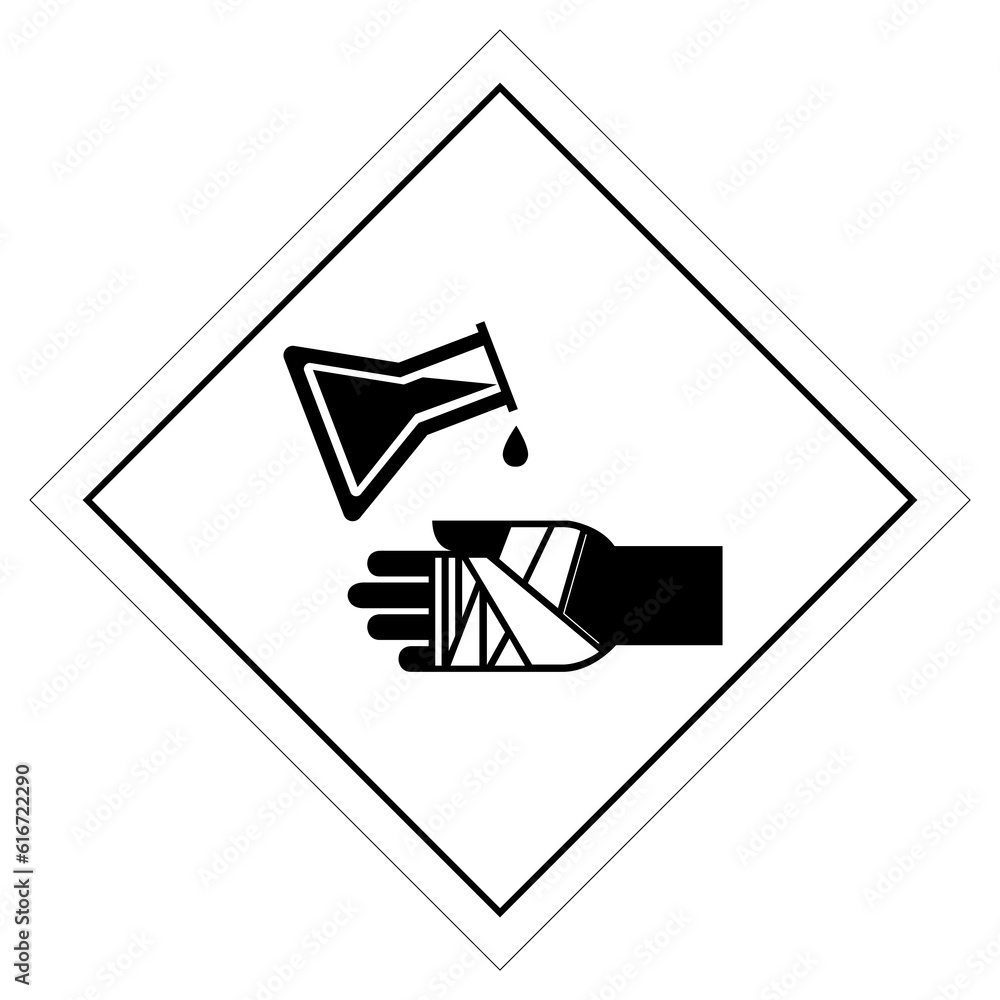 Warning Chemical Burns Hazard Symbol Sign ,Vector Illustration, Isolate