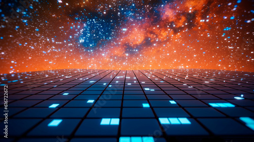 matrix in the form of squares on the background of space