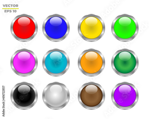 Free Download Set Of Glossy Circle Button, Icons for all web pages. isolated, interesting navigation panel for website, editable vector illustration EPS10. - GFXLoad