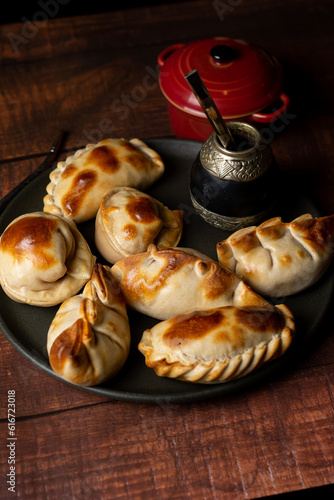 Argentine empanada. Traditional Argentine food. Snack filled with meat, chicken or cheese.