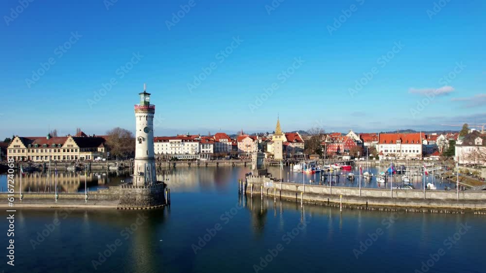 Lindau on Lake Constance - Germany - An aerial view with the drone over the beautiful town of Lindau Lindau on Lake Constance - Germany - An aerial view with the drone over the beautiful town of Lindau