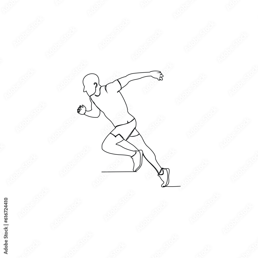 Vector illustration single line continuous of player running