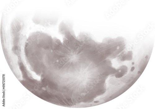 Growing moon phase watercolour illustration