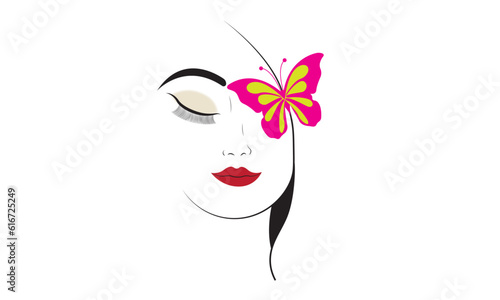 portrait of a woman with a flower vector illustration 