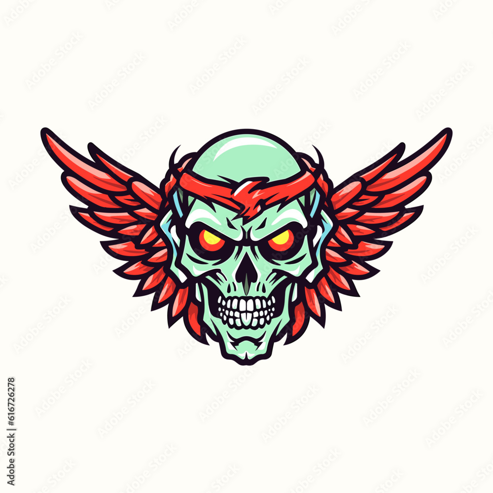 A striking hand-drawn logo design showcasing the fusion of a skull and wings, creating a powerful and unique symbol