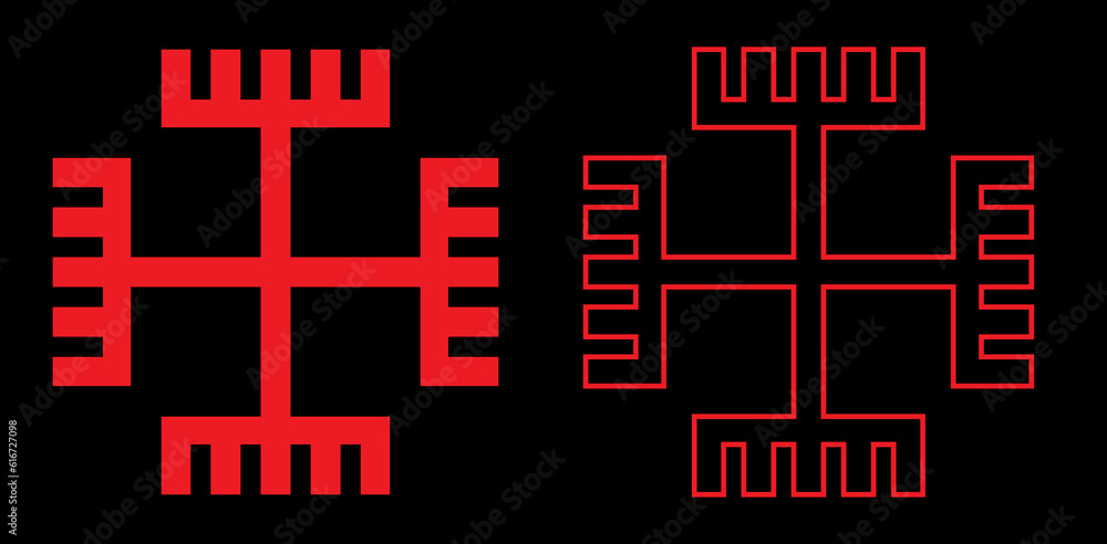 Slavic symbol red on the black background 