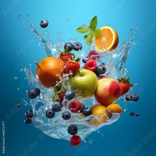 fruit in water splash