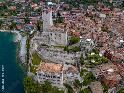 Town of Malcesine castle and waterfront view, Veneto region of Italy, Lago di Garda - Castle of Malcesine - Castello Scaligero di Malcesine
