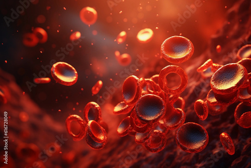 Blood Cells in moving inside veins generated with AI. 3d microscopic render. 3d image  perfect to use as a computer background  powerpoint pr  sentation  linkedin post  website  portfolio