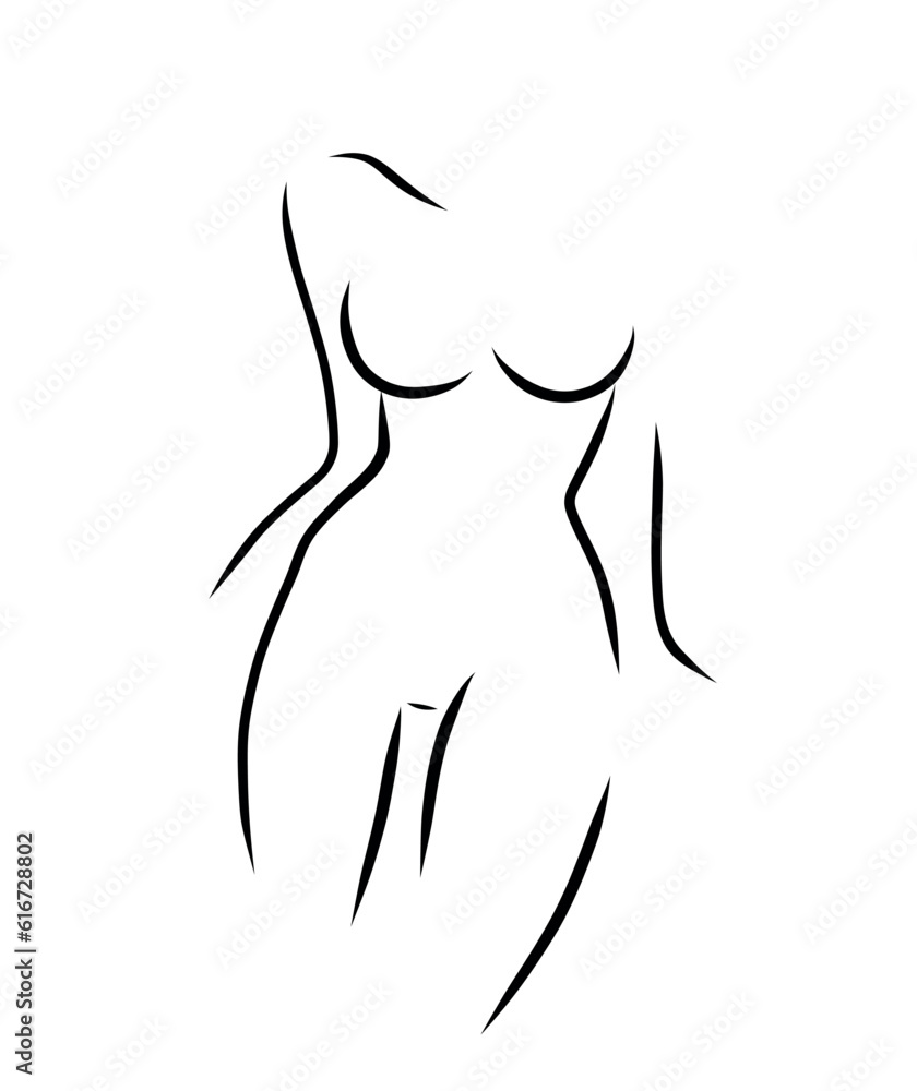 Woman model logo design template. Silhouette of a woman's body on a white color. Vector Freehand sketch Woman model logo design template. Silhouette of a woman's body on a white color. Vector Freehand sketch