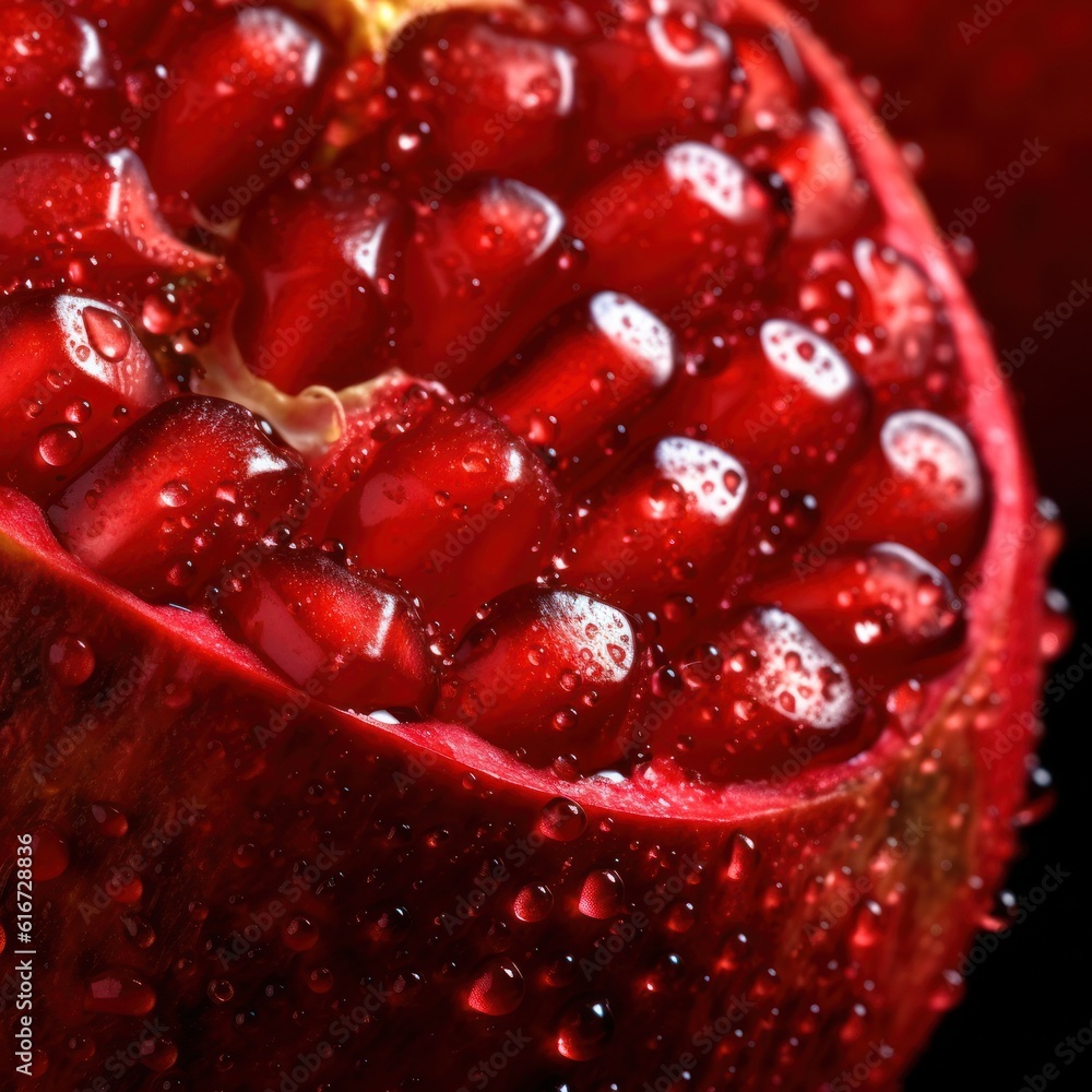delicious peeled pomegranate closeup. Generative AI delicious peeled pomegranate closeup. Generative AI