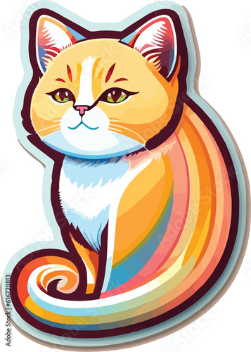 clear happy cat sticker art vector
