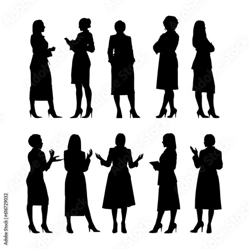 Vector illustration. Silhouettes of women. A large set of shadows.