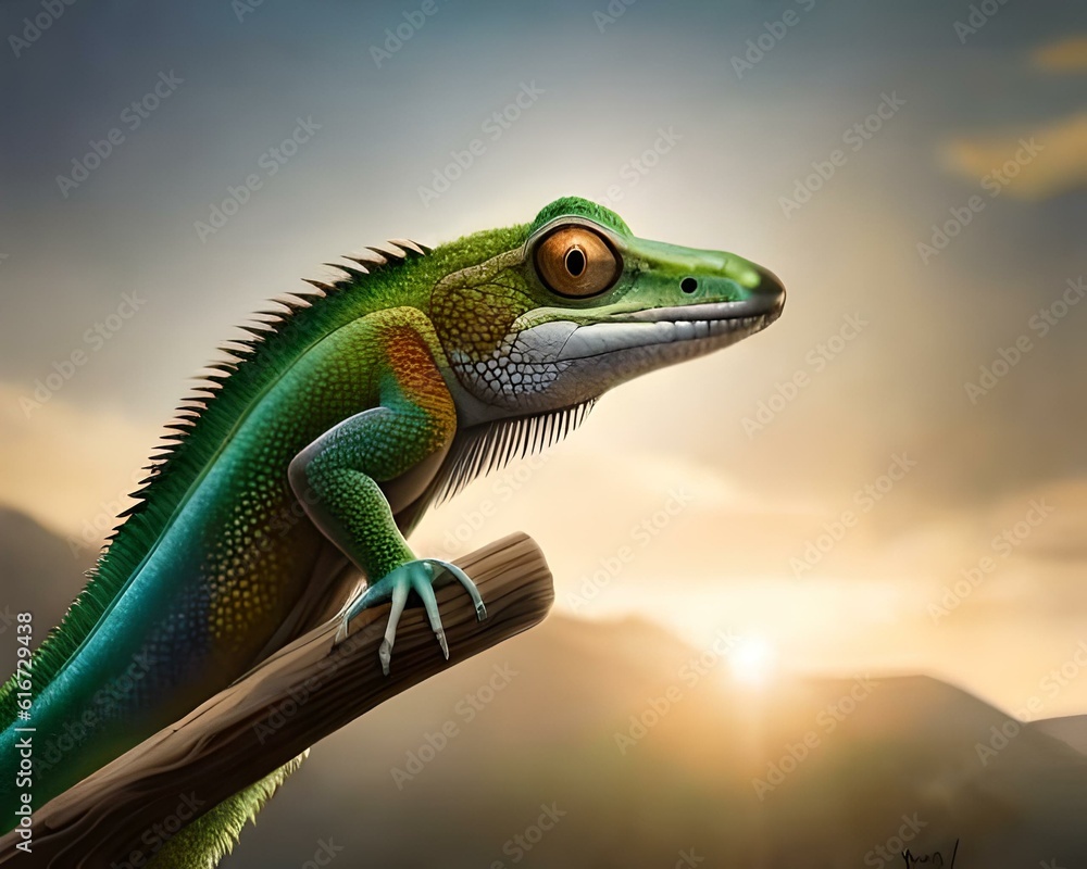 Obraz premium lizard on a tree