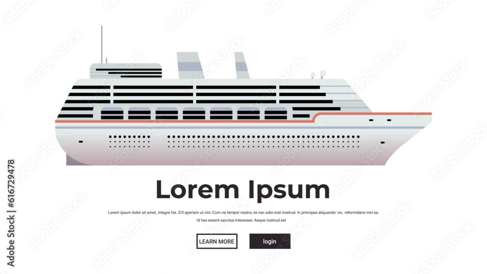 white cruise transatlantic liner ship liner boat sea or ocean travel concept horizontal copy space