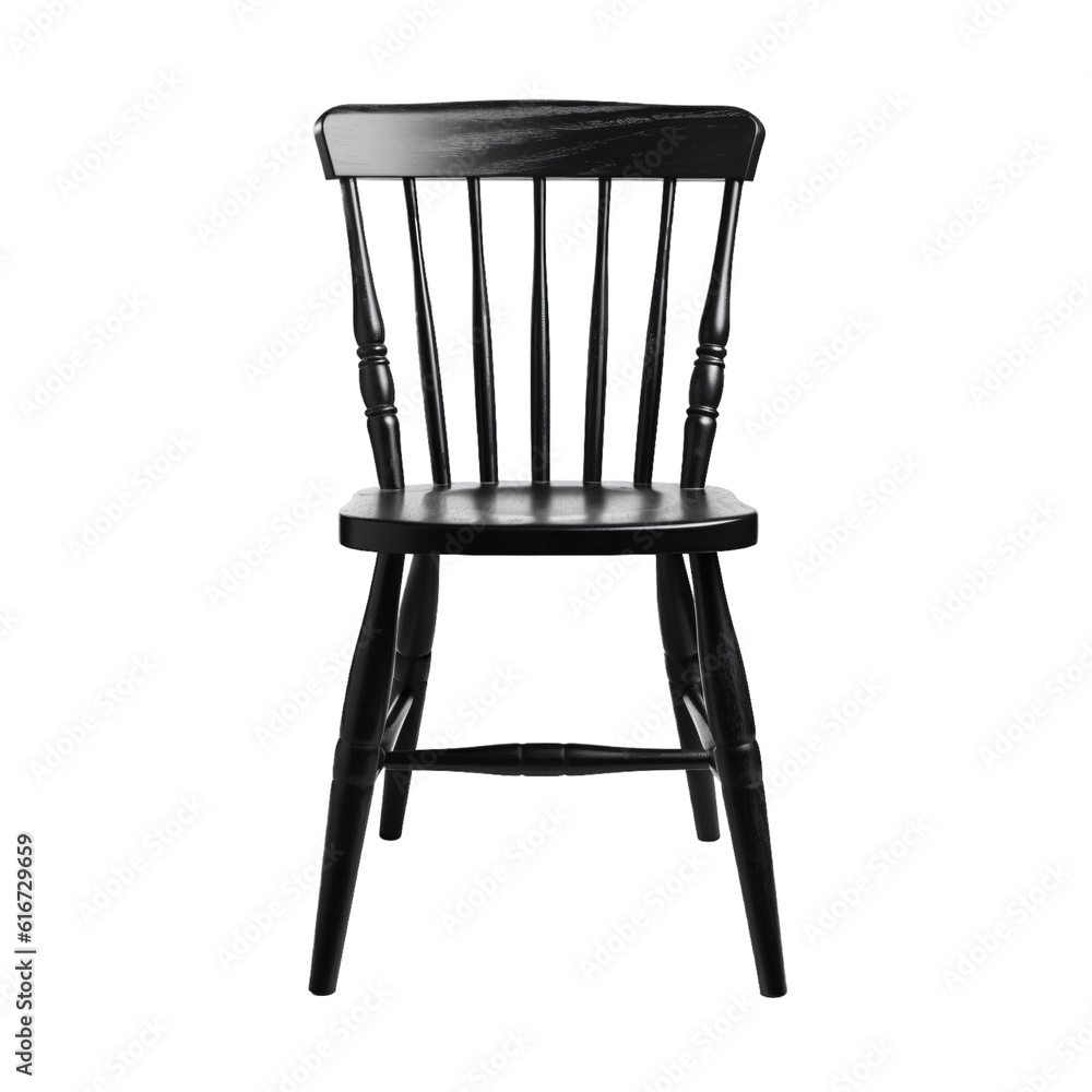 Black wooden chair isolated on transparent background Black wooden chair isolated on transparent background