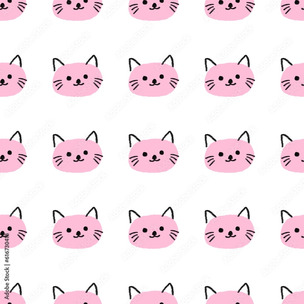 Seamless pattern with cute pink Kittens Seamless pattern with cute pink Kittens