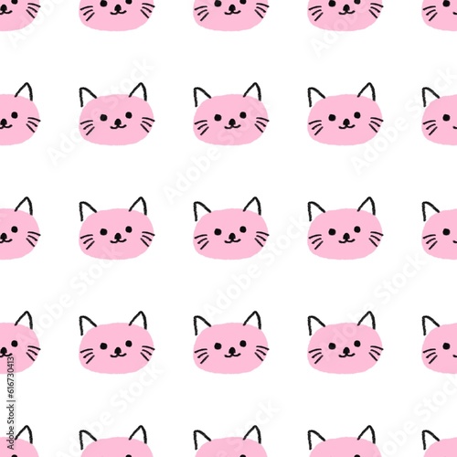 Seamless pattern with cute pink Kittens