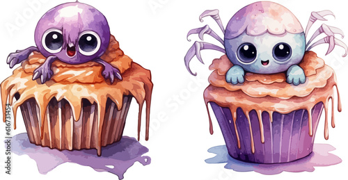 Halloween cake clipart, isolated vector illustration.