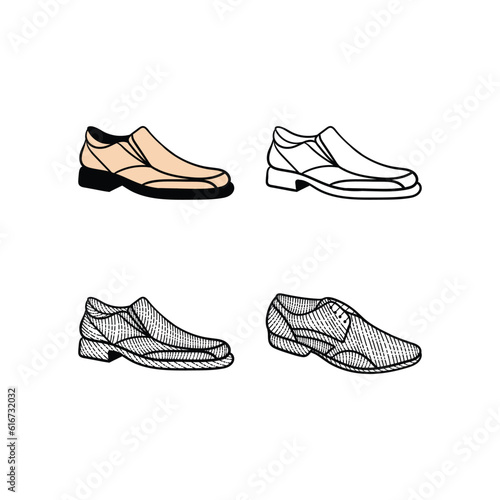 set of Female Shoe line illustration collection, With modern vector concept. suitable for your company