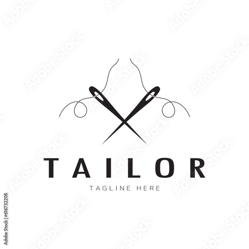 tailor logo icon illustration template combination of buttons for clothes, thread and sewing machine, for clothing product design, convection companies, fashion in vector form