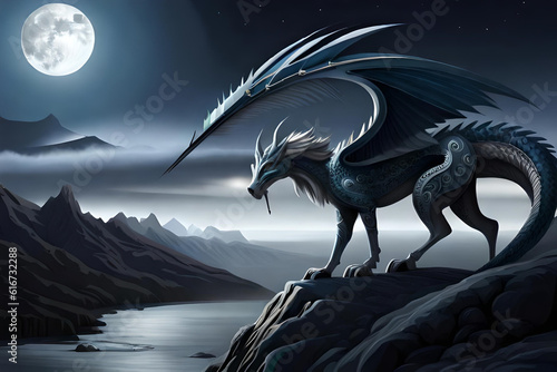 dragon and moon