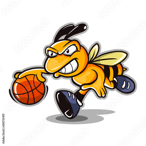 cute bee hornet cartoon basketball