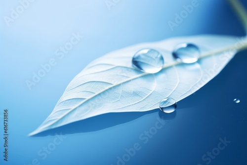 Pure water drop on leaf, eco concept, Generative AI