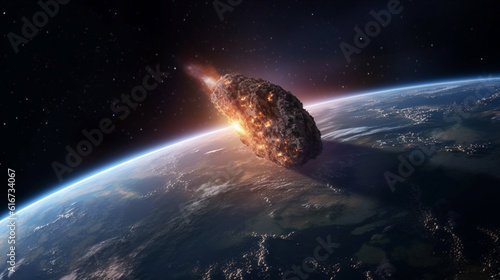 Meteor towards earth. Generative Ai