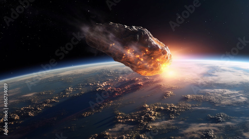 Meteor towards earth. Generative Ai