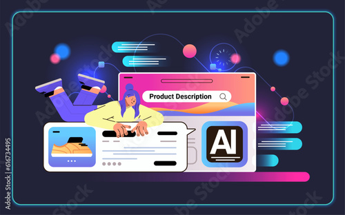 woman video blogger demonstrating and creating characteristics quality product description e-commerce concept