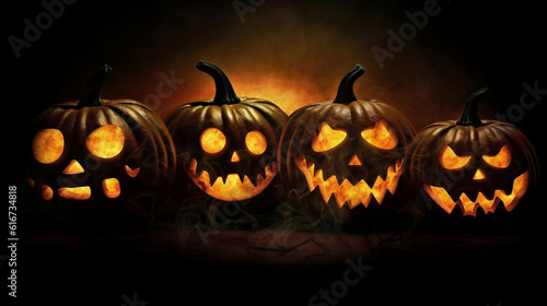 Jack O'Lantern Pumpkin, Horrible Halloween, Generative AI