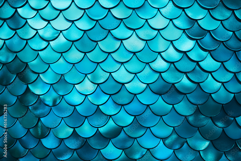 Blue Mermaid Scales Background Texture Generative AI Blue Mermaid Scales Background Texture Generative AI