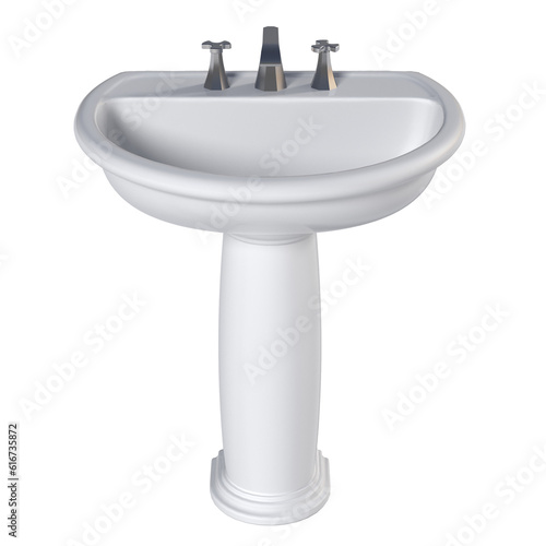 Washbasin isolated on transparent background, sink, 3D illustration, cg render