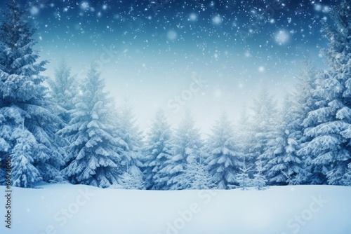 Winter Christmas frame with snow covered fir branches and falling snow, Generative AI © ParinApril