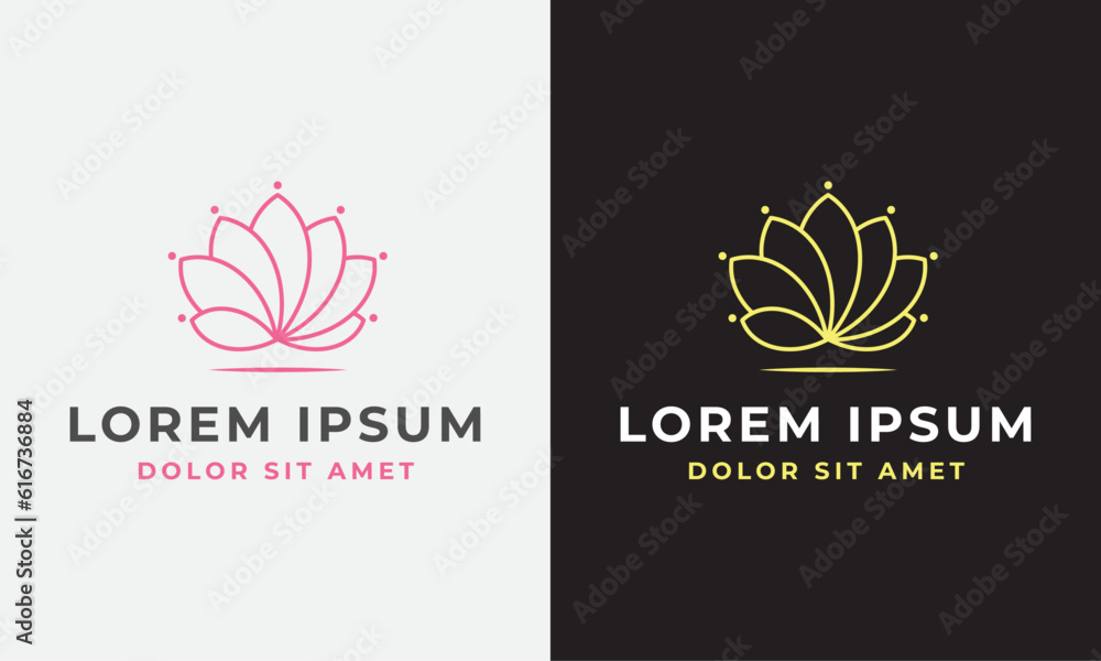  Line Art Lotus Modern Logo Graphic Design Template