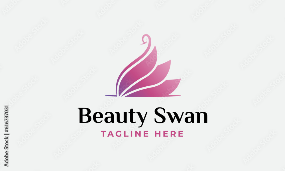 Pink Gradient Abstract Beauty Swan Logo Vector Design Template